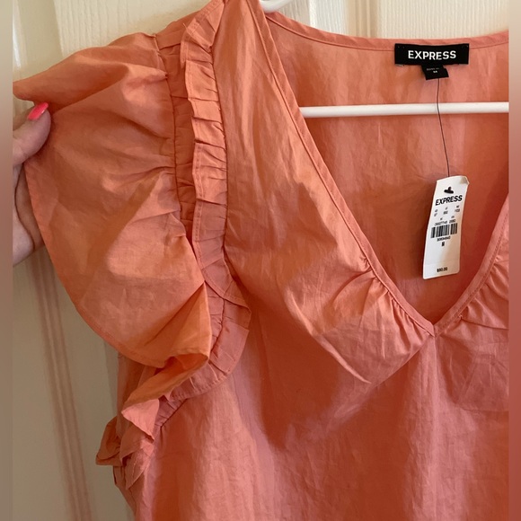Express Coral Ruffle Blouse - Picture 3 of 4